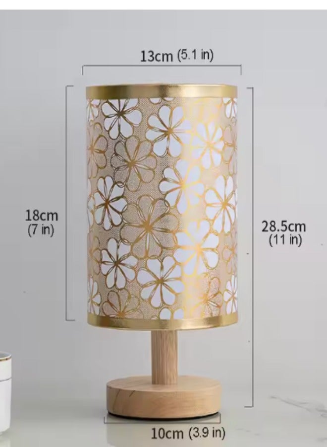 DUNISO مصباح طاولة بجانب السرير، مصباح LED لغرفة النوم مع ظل دائري ونمط دوار الشمس، مصباح مكتب مع مفتاح لمسي USB، سطوع ثابت، مناسب لغرفة المعيشة والدراسة وغرفة النوم - Image 3