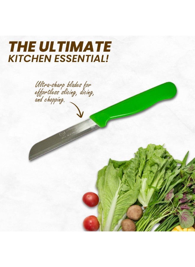 solingen SOLINGEN Stainless Steel Kitchen Knife Set - Ultra Sharp Serrated Blade Knifes for Vegetables & Fruits, Solid Handle, Easy to Grip, Gift for Cooking Lovers & Chefs (Marble & Solid Handle, Set of 3+1) - Image 2