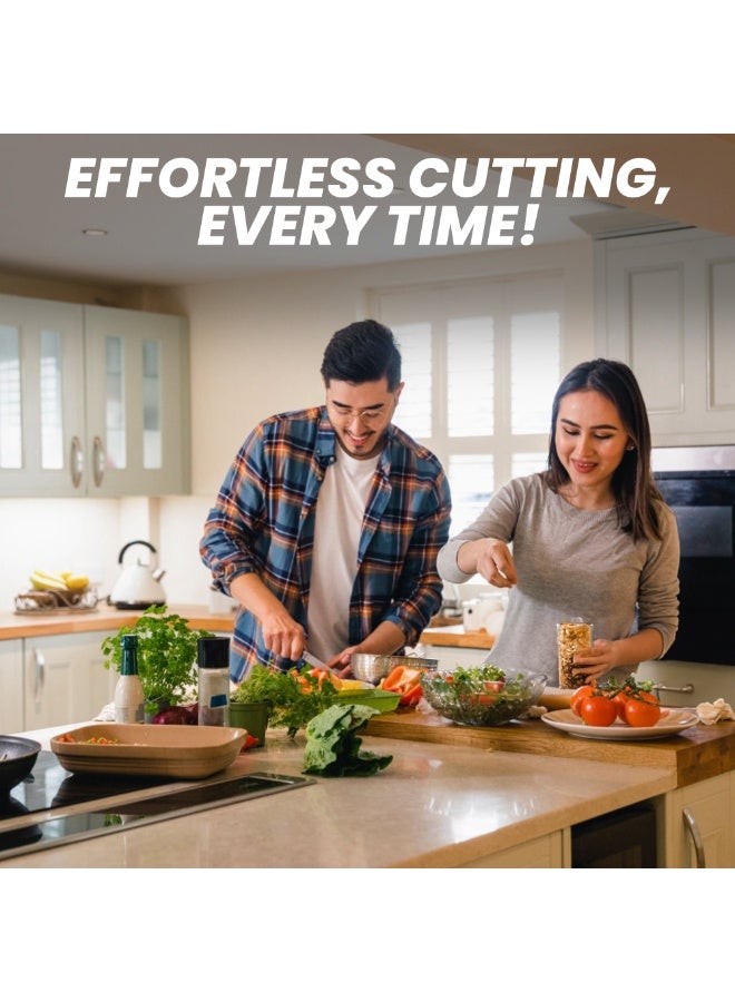 solingen SOLINGEN Stainless Steel Kitchen Knife Set - Ultra Sharp Serrated Blade Knifes for Vegetables & Fruits, Solid Handle, Easy to Grip, Gift for Cooking Lovers & Chefs (Marble & Solid Handle, Set of 3+1) - Image 4