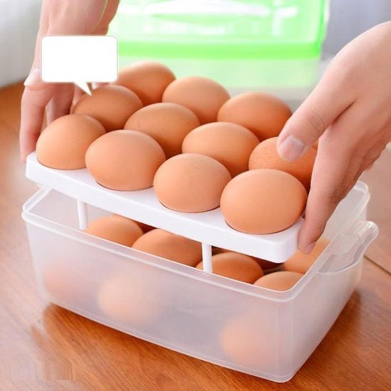 siddhmurti Double Layer Plastic Egg Box Kitchen Refrigerator 32 Grid Egg Container Storage BoxHolderCase Food Crisper Organizer - Image 3