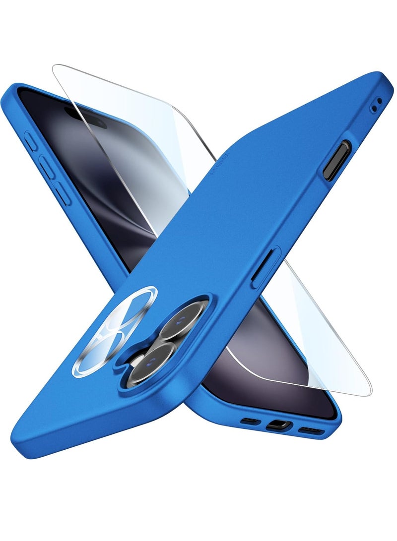 ELTRAZONE iPhone 16 Case Ultra-Thin Matte Blue Cover with Upgraded Camera Lens & Screen Protectors – Slim, Shockproof, Anti-Scratch Soft Touch Case - Image 1