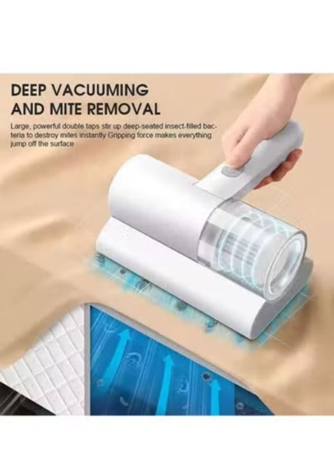 Portable Mites Remover Dust Collector Handheld Wireless Vacuum Cleaner Household Home Instrument Mini Sterilizer Rechargeable Brush with Large Suction For Bed Pillows Cloth Sofas and Carpet Acaricide