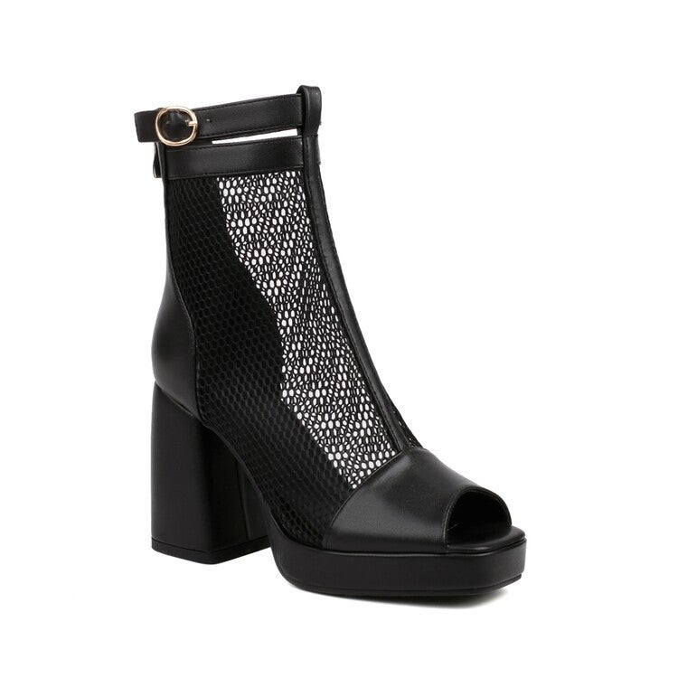 Fish Mouth Net Boots Summer Water Table High Heel Short Tube Boots Large Size 5705 - Image 3