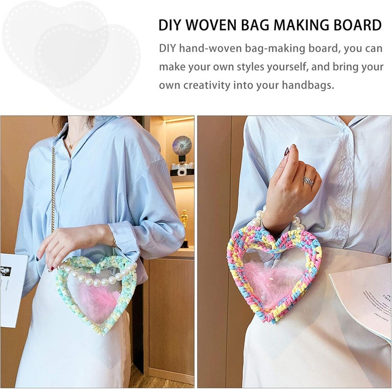 EXCEART Acrylic Board Bag 6pcs Heart Shaped Clear Acrylic Sheet Acrylic Plastic Disc Valentine Acrylic Panel Transparent Acrylic Sheets Sign for DIY Craft Clear DIY Basket Weaving Supplies - Image 5
