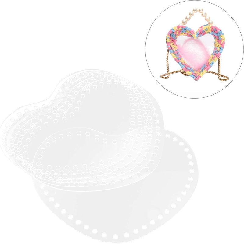 EXCEART Acrylic Board Bag 6pcs Heart Shaped Clear Acrylic Sheet Acrylic Plastic Disc Valentine Acrylic Panel Transparent Acrylic Sheets Sign for DIY Craft Clear DIY Basket Weaving Supplies - Image 3