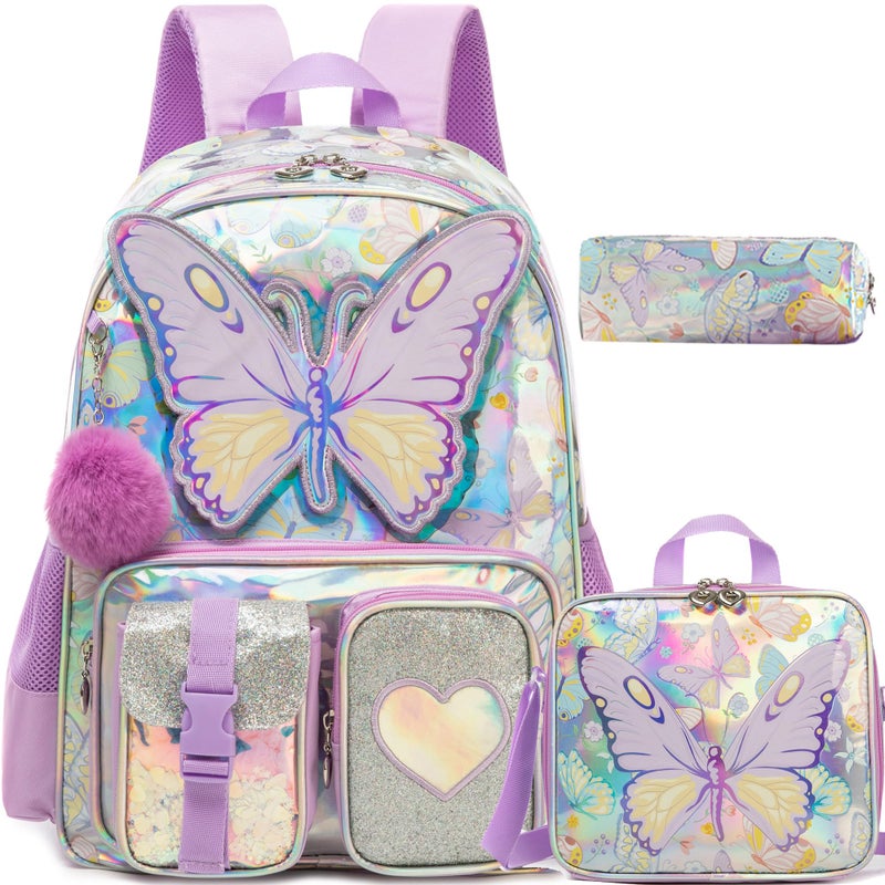 Meetbelify Backpack for Girls Backpacks with Lunch Box Pencil Case for Elementary Student Kids School Travel Bag for Girls Ages 68 Years Old - Image 2