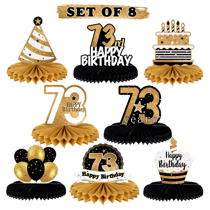LINGTEER Happy 73rd Birthday Table Honeycomb Centerpieces Cheers to 73rd Birthday 73 Years Old Party Table Decorations Gift Sign - Image 2
