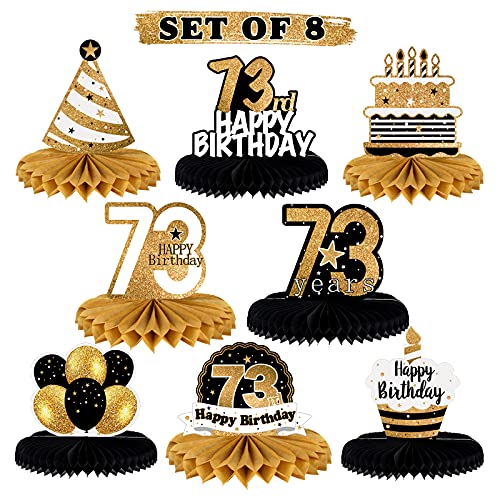 LINGTEER Happy 73rd Birthday Table Honeycomb Centerpieces Cheers to 73rd Birthday 73 Years Old Party Table Decorations Gift Sign - Image 1