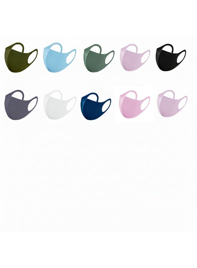 10 Pcs Reusable Cotton Face Mask Set  Breathable  Dustproof (Multicolor) - Image 1