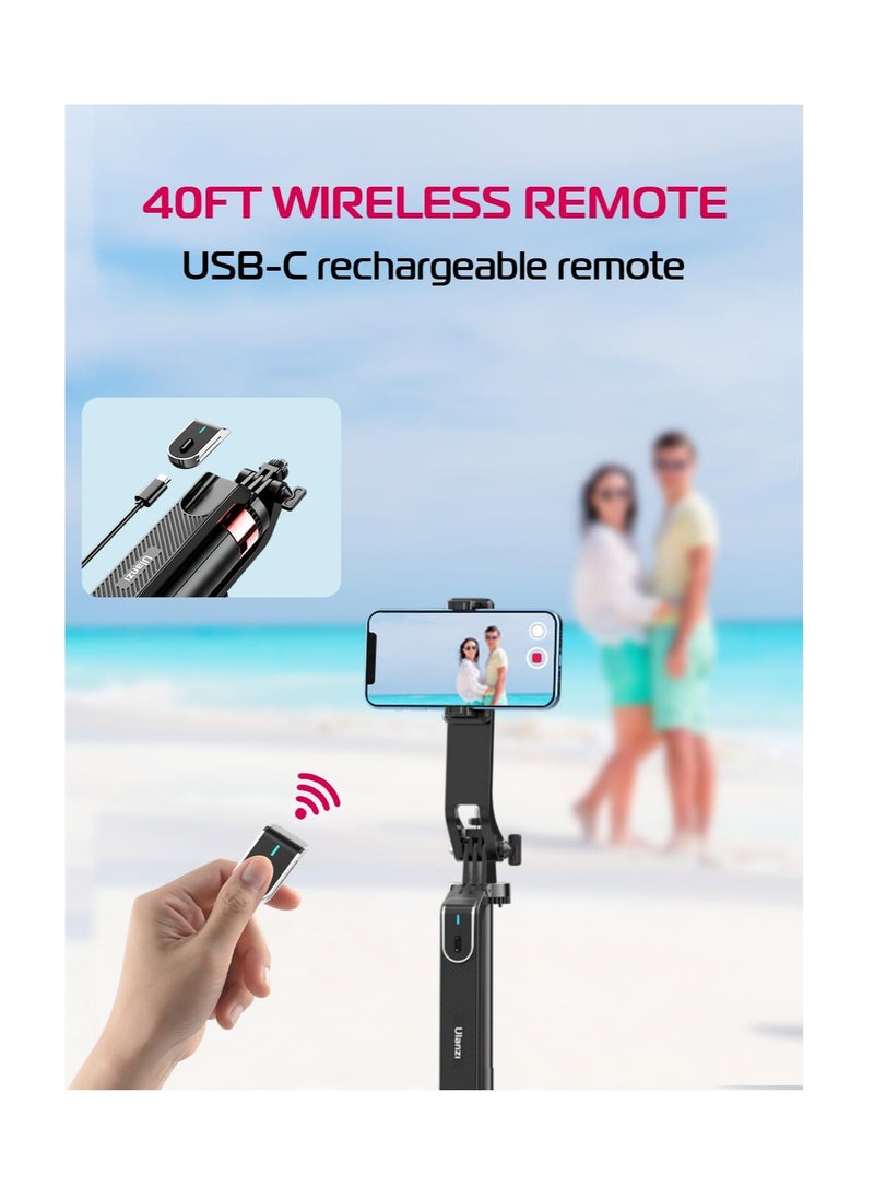 MA09 Scalable Phone Tripod, 71" Bluetooth Selfie Stick, Universal Mobile Phone Live Broadcast Floor Stand with All in 1 Phone Clip, Aluminum Alloy Handheld Stabilizer Fit for iphone