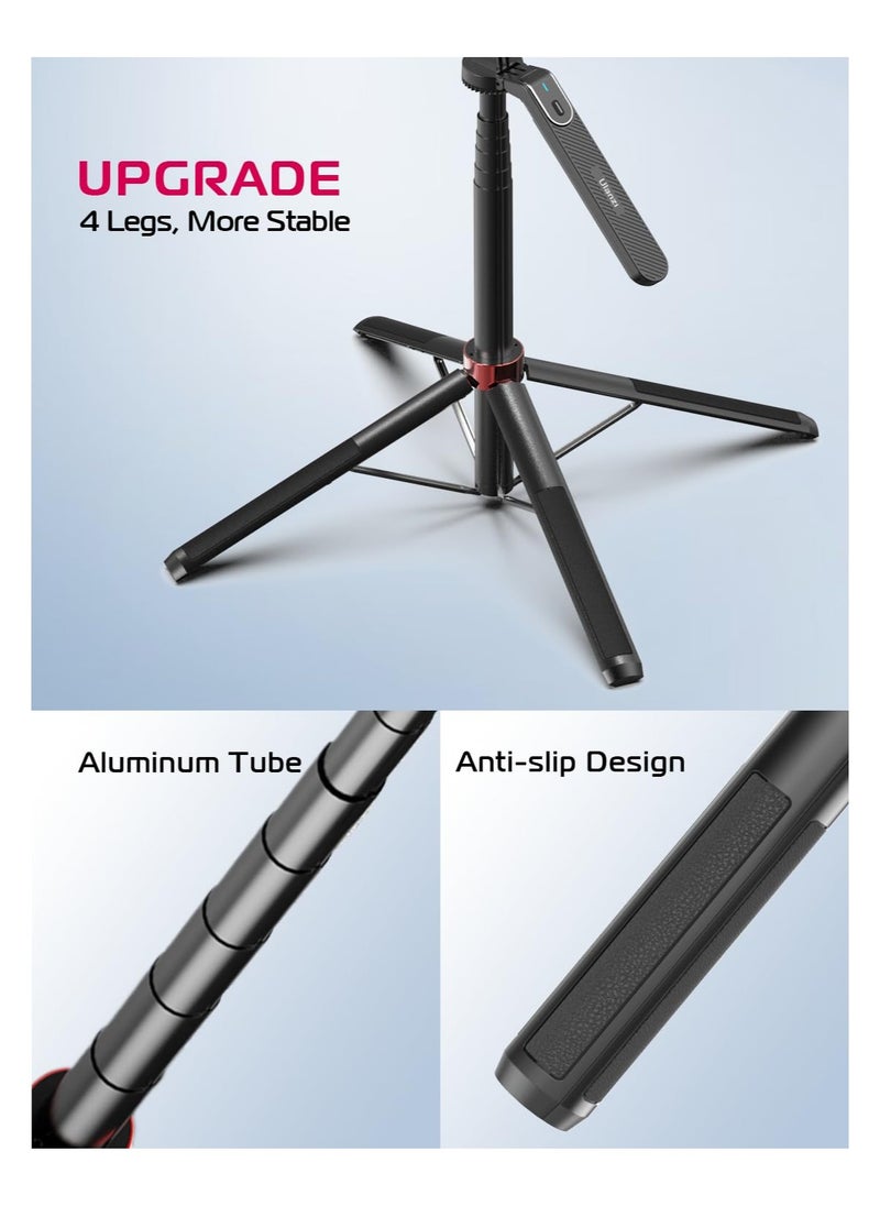 MA09 Scalable Phone Tripod, 71" Bluetooth Selfie Stick, Universal Mobile Phone Live Broadcast Floor Stand with All in 1 Phone Clip, Aluminum Alloy Handheld Stabilizer Fit for iphone