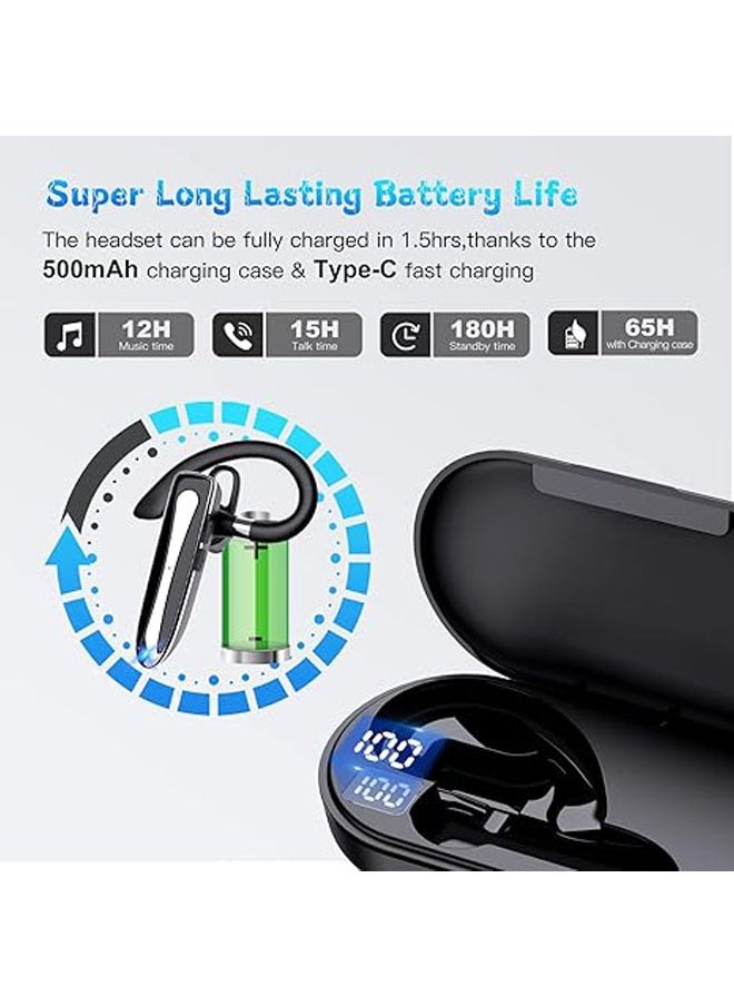 Generic - Wireless V5.1 Mobile Phone Bluetooth Earbuds with Charging Case and LED Smart Display, Dual Microphone Noise Cancelling Trucker Hands-Free Headset for Driving/Business/Office - Image 1