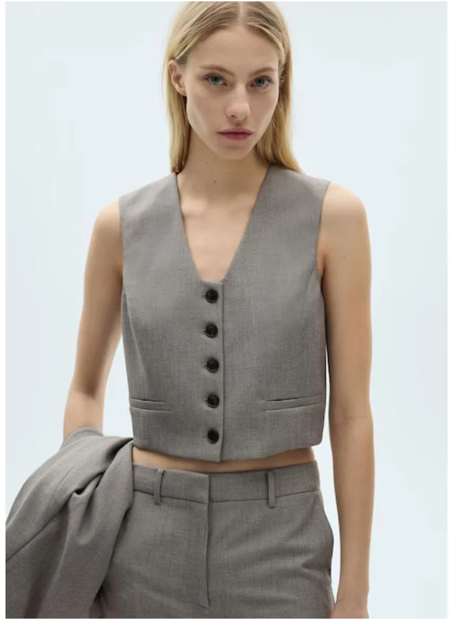 مانجو Casual Cropped Suit Waistcoat