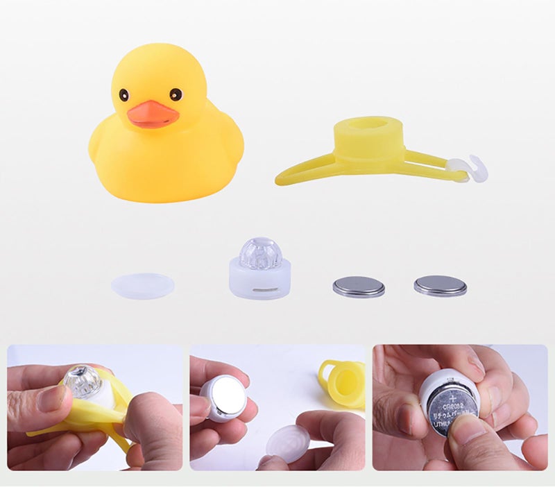 Omeet Lovely Yellow Duck Bike Bell, Kids Bike Horn, Rubber Yellow Duck Bicycle Accessories with LED Light - for Kids Toddler Children Adults Sport Outdoor - Image 5