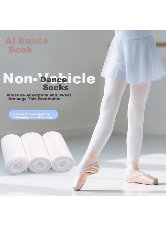 Aiwuge Dance Socks For Children, Girls' Moisture-wicking And Sweat-absorbing Dance Socks, White - Upgraded Triangle Crotch, Size S - Image 1