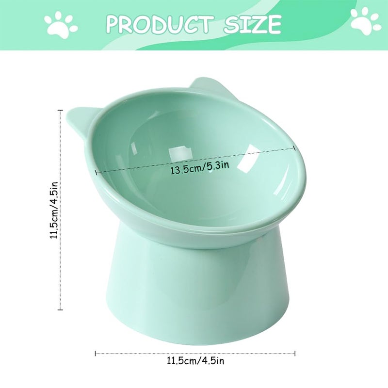 Qpets® وعاء قطط مرتفع، وعاء تغذية قطط بتصميم مضاد للانقلاب، وعاء طعام صحي للقطط، وعاء طعام للقطط والهرر/القطط الكبيرة (أخضر صديق للبيئة) - Image 3