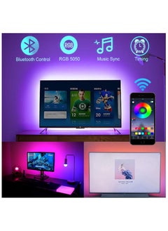 Smart Bluetooth RGB LED Strip Light Sync to Music Lighting Smart App Controller for iOS and Android USB Powered for Home Decor Kitchen Bedroom 5M