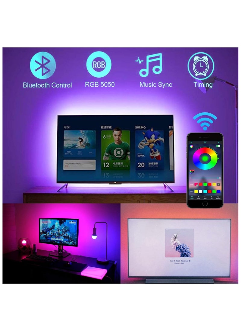 Generic - Smart Bluetooth RGB LED Strip Light Sync to Music Lighting Smart App Controller for iOS and Android USB Powered for Home Decor Kitchen Bedroom 5M - Image 1