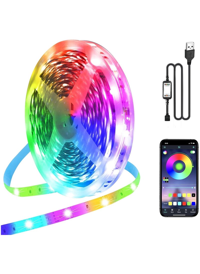 Generic - Smart Bluetooth RGB LED Strip Light Sync to Music Lighting Smart App Controller for iOS and Android USB Powered for Home Decor Kitchen Bedroom 5M - Image 1