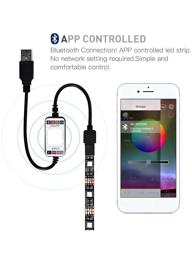 Generic - Smart Bluetooth RGB LED Strip Light Sync to Music Lighting Smart App Controller for iOS and Android USB Powered for Home Decor Kitchen Bedroom 5M - Image 1