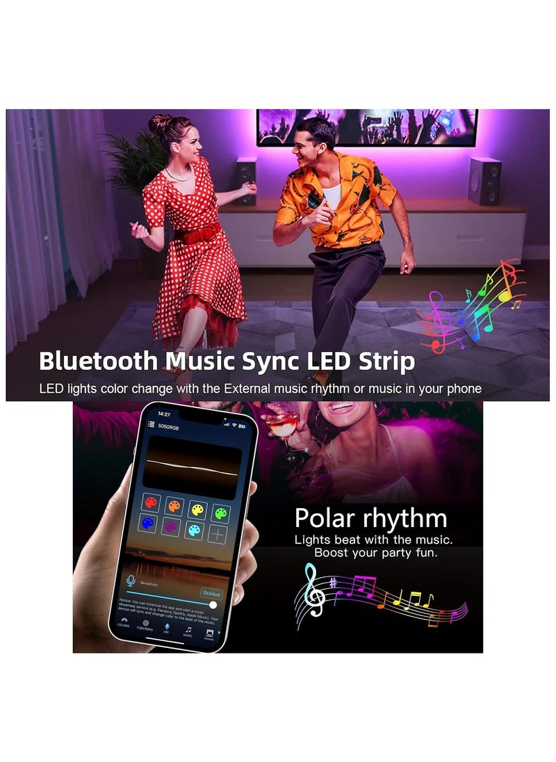 Generic - Smart Bluetooth RGB LED Strip Light Sync to Music Lighting Smart App Controller for iOS and Android USB Powered for Home Decor Kitchen Bedroom 5M - Image 1
