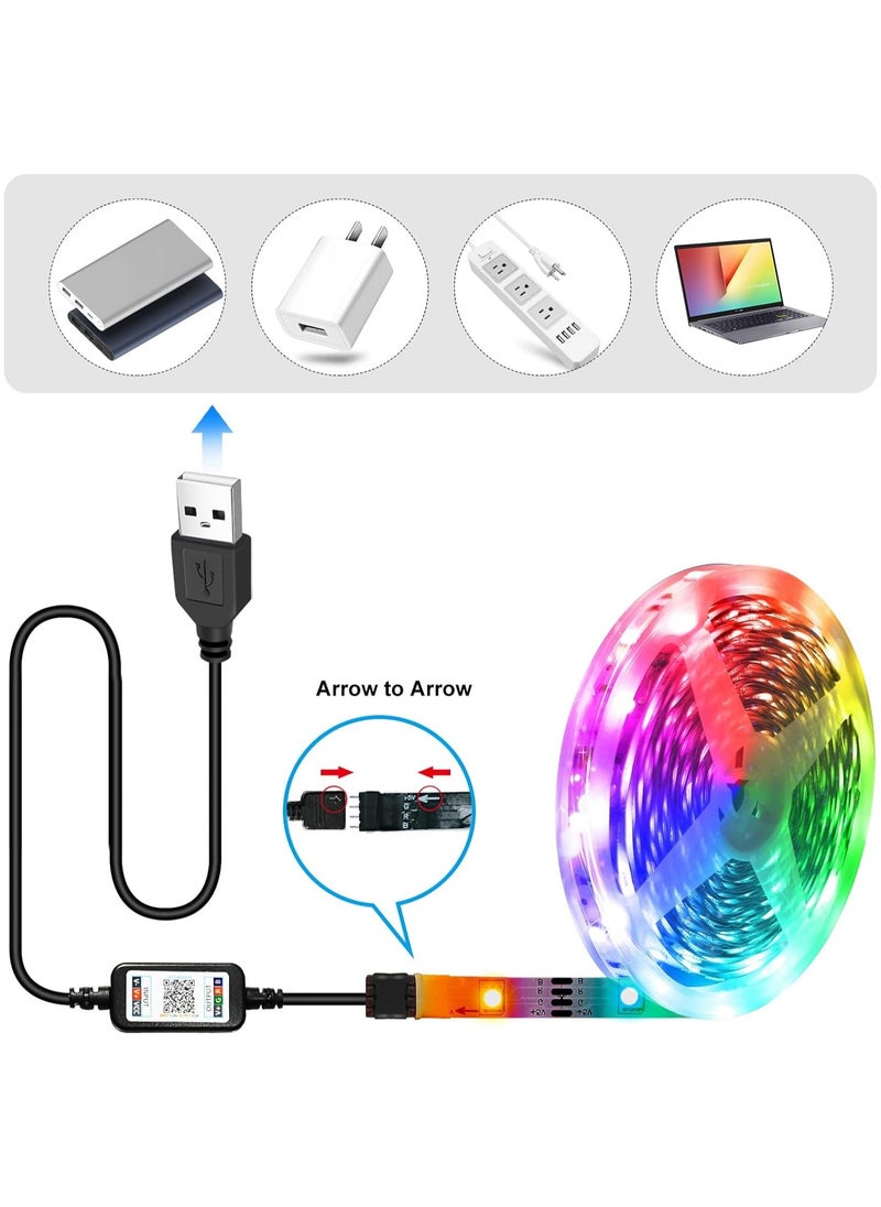 Generic - Smart Bluetooth RGB LED Strip Light Sync to Music Lighting Smart App Controller for iOS and Android USB Powered for Home Decor Kitchen Bedroom 5M - Image 1