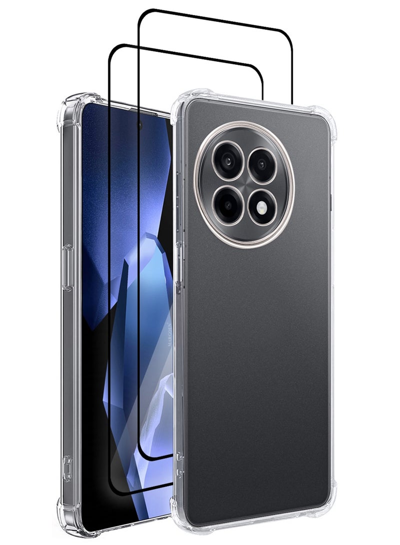 3Packs TPU Gorilla Case Cover for OnePlus ACE 5 5G, Reinforced Corner Bumper Phoce Cover and Camera Protection Slim Fit Shockproof Flexible with Two Shockproof 3D Screen Protector - Clear - Image 1