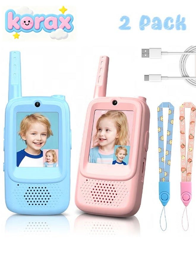 KORAX 2 Pack Smart Phone Toys for Kids, Children’s interactive toys, essential camping toys, Rechargeable w/Screen Display,Voice Changer,Video Chat,Fun Toys for Indoor Outdoor Camping,Travel Birthday Gift Toy for Boys Girls Age 3-12 (Blue/Pink) - Image 1