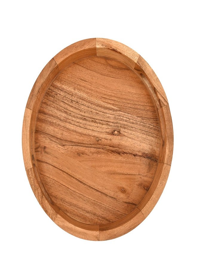 Mahasu Serving Trays Acacia Wood Round Decoration Wooden Tray Unique Design for Serving, Coffee Table, Home Décor and Entertaining (10" x 10" x 1.6") - Image 4