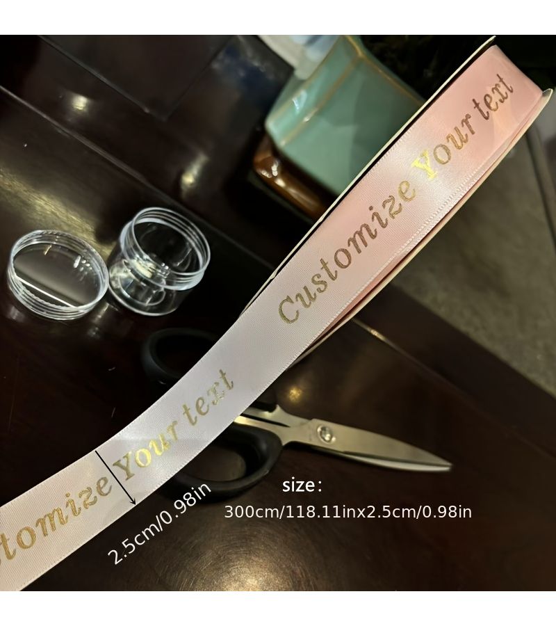 Personalized Pink Gift Wrapping Ribbon High Density Golden Foil 118 Inch - Image 3