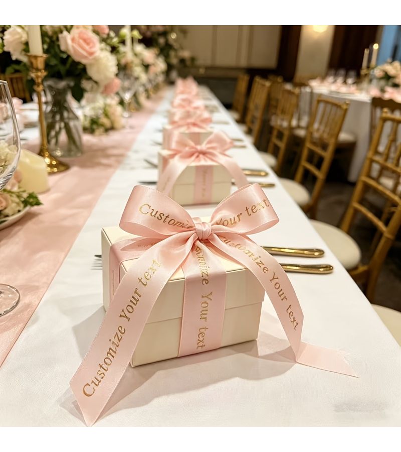 Personalized Pink Gift Wrapping Ribbon High Density Golden Foil 118 Inch - Image 5