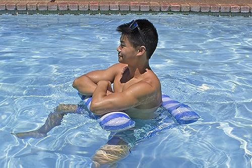 Poolmaster حمّام الماء القابل للنفخ Poolmaster للبالغين، 4 في 1: أرجوحة، سرج، كرسي استرخاء أو عائم مع قماش شبكي سريع الجفاف، دعم من الفينيل بسمك 12، أزرق - Image 5