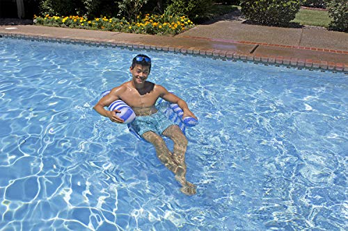 Poolmaster حمّام الماء القابل للنفخ Poolmaster للبالغين، 4 في 1: أرجوحة، سرج، كرسي استرخاء أو عائم مع قماش شبكي سريع الجفاف، دعم من الفينيل بسمك 12، أزرق - Image 4
