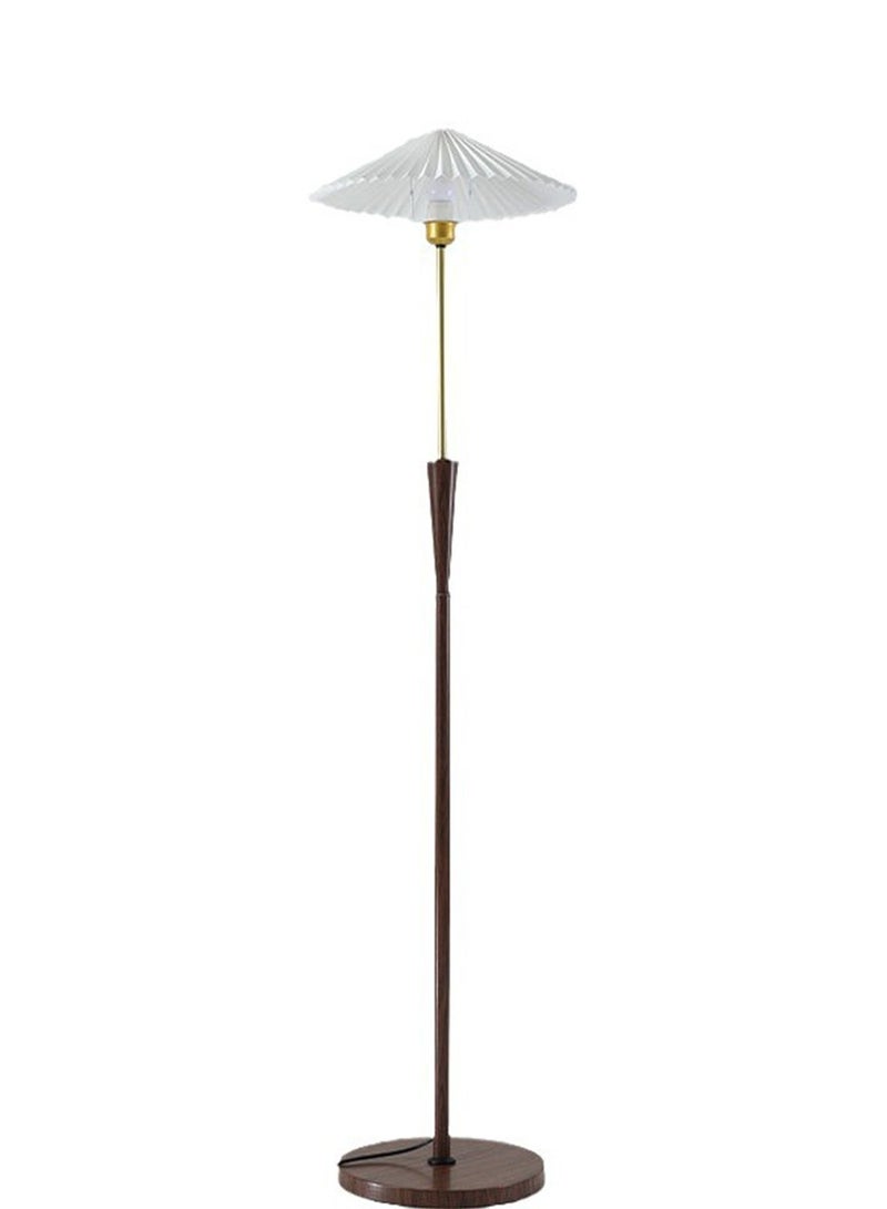 Onelight Vintage Umbrella Pleated Shade Floor Lamp with 3-Color Lighting LED Source Wooden Pole and Foot Switch 12W Perfect Standing Lamp for Bedroom Nightstand Warm Light Decor - Image 2