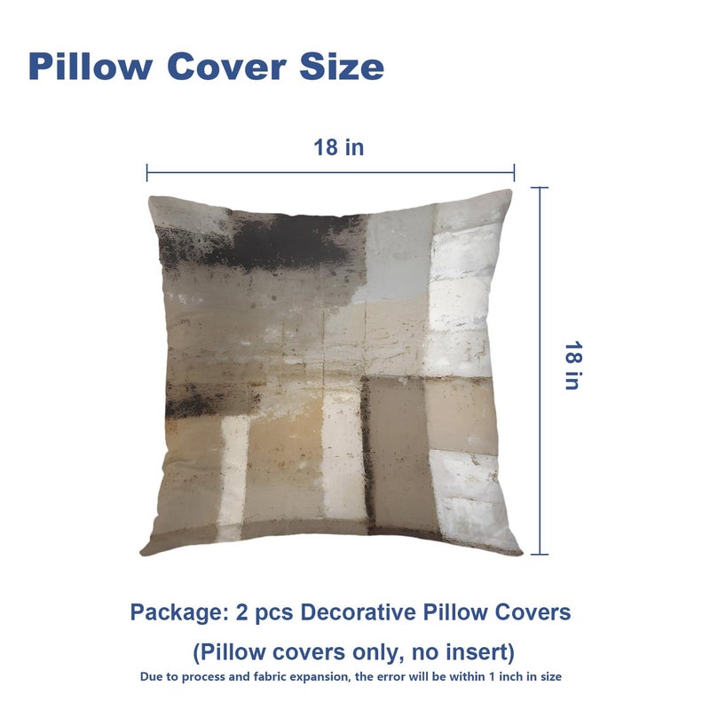 Batmerry Beige Pillow Cases Brown Pillow Cases Dark Grey Pillow Cases Taupe Pillow Covers Tan Pillows for Couch Digital Printing Blended Fabric for Couch Sofa Bed Invisible Zipper 18X18 in(Set of 2) - Image 5