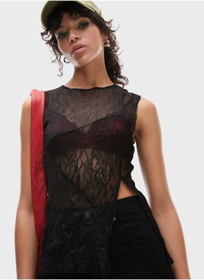 TOPSHOP Lace Detail Top
