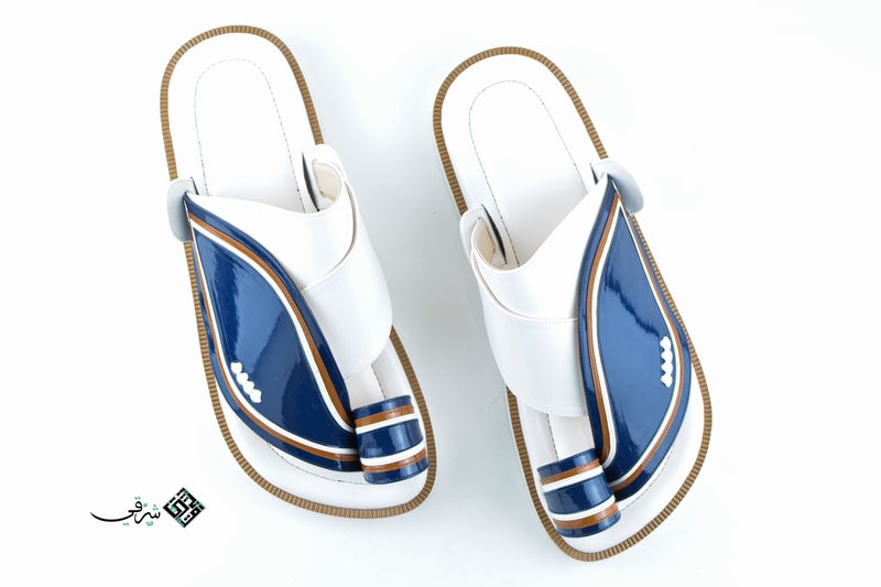 Zubairiya Naal | For Daily Wear, Eid and Occasions | Sandal | White and Blue Leather | Saudi Arabian Eastern - Image 2