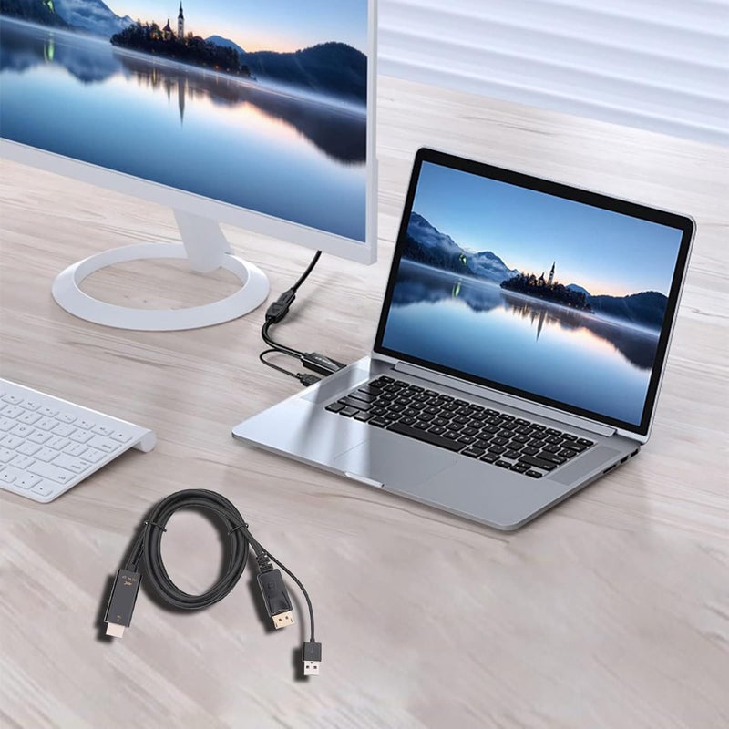 Microware محول HDMI إلى DisplayPort (DP) بطول 6 أقدام، كابل محول HDMI إلى DP بدقة 4K@60Hz للكمبيوتر (ذكر إلى ذكر) - Image 3