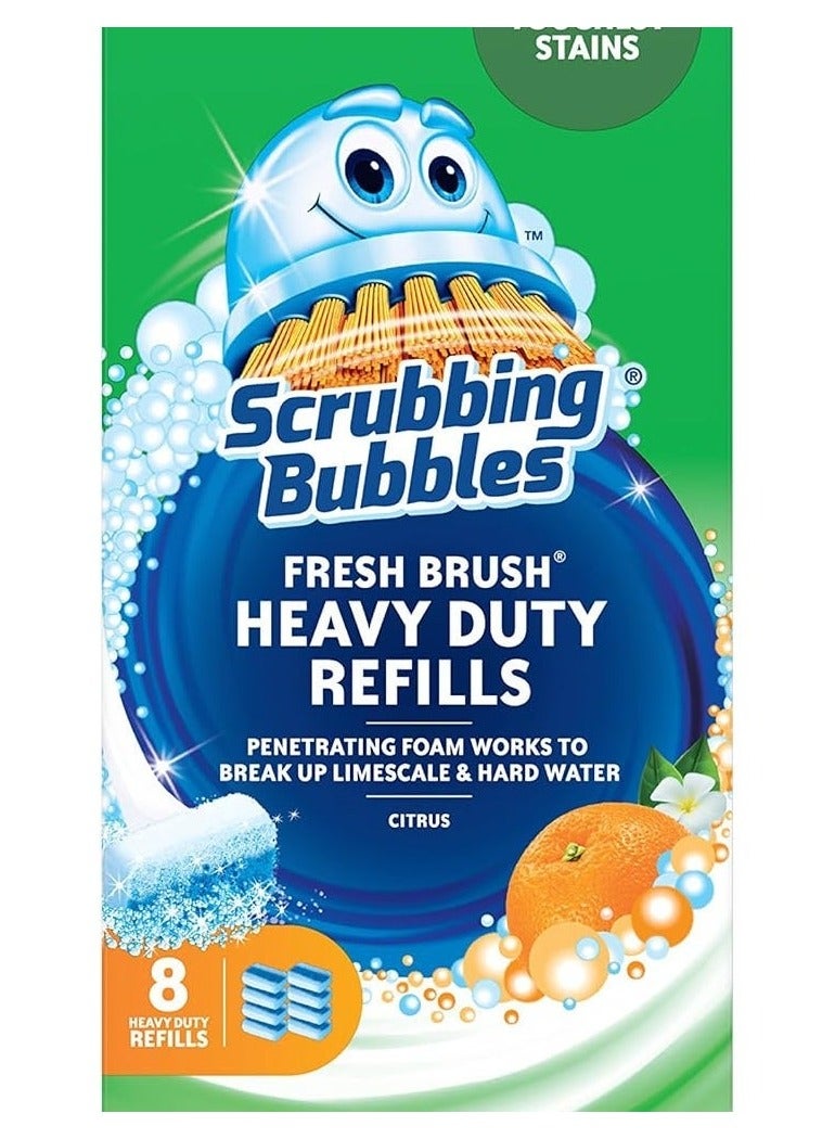 Scrubbing Bubbles Fresh Brush Heavy Duty Toilet Bowl Cleaner Refills, Citrus Scent, 8 Count - Image 1