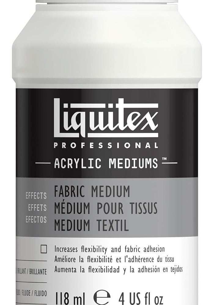 Liquitex Professional Fabric Medium, 4 Fl Oz - Enhances Flexibility and Adhesion for Acrylic Paint on Fabric - Image 1
