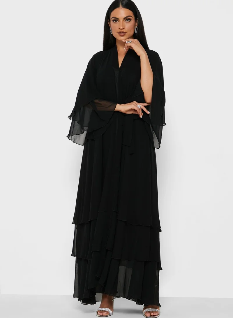 Khizana Ruffle Layered Abaya With Sheila