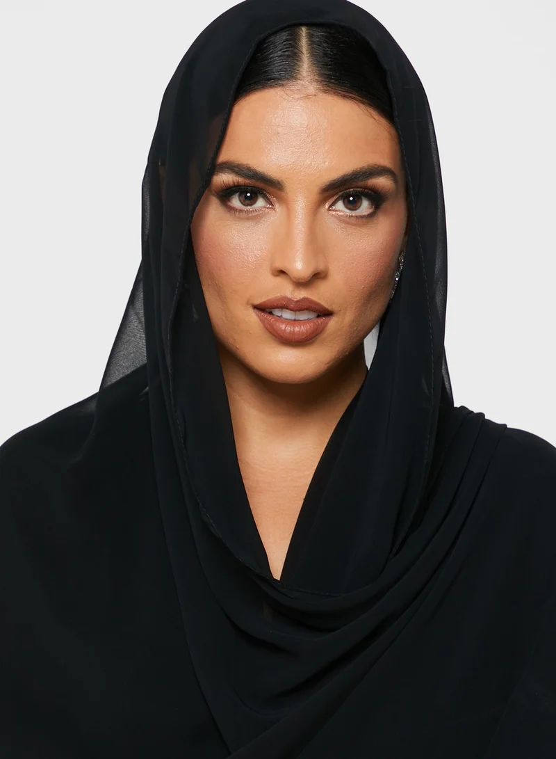 Khizana Ruffle Layered Abaya With Sheila