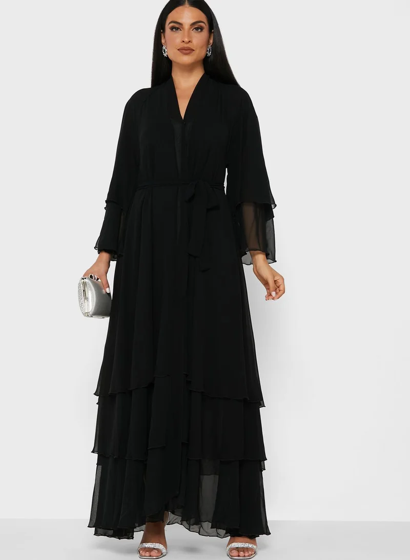 Khizana Ruffle Layered Abaya With Sheila