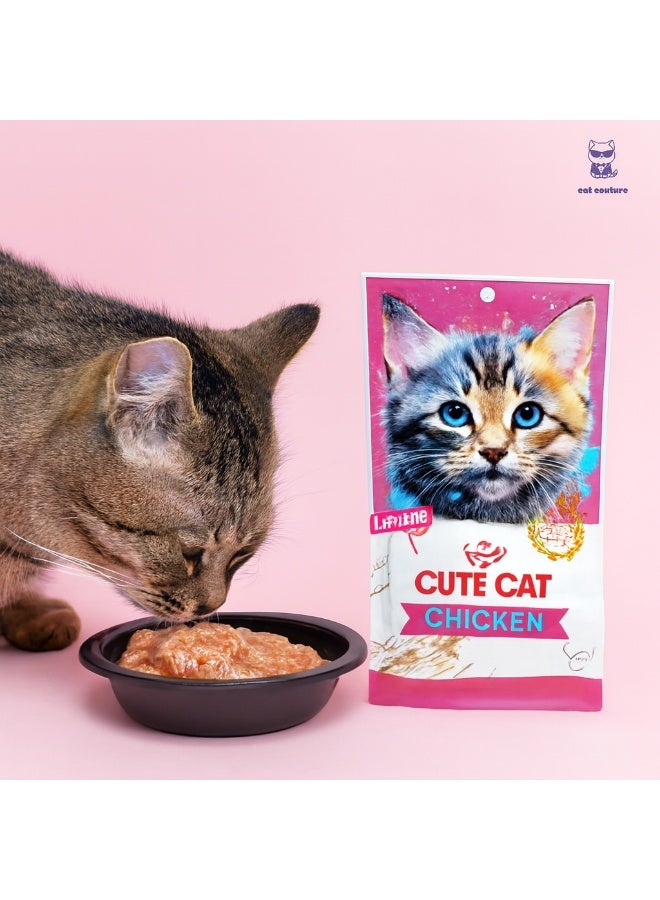 Cute Cat Wet Creamy Treat for Kittens - Chicken Puree - Value Pack (4 x 60g) - Image 1