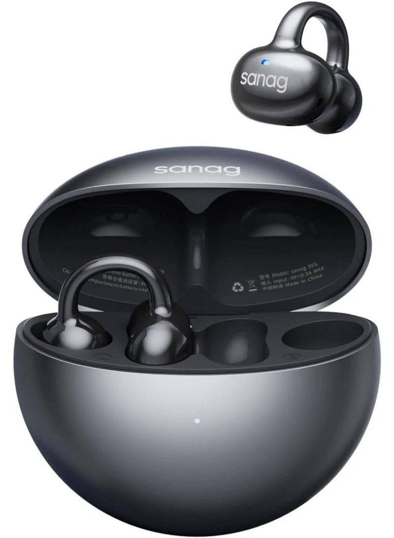 Sanag S6S True Wireless Bluetooth Clip-On Earphones with Microphone, 38H Battery Life, Black - Image 1