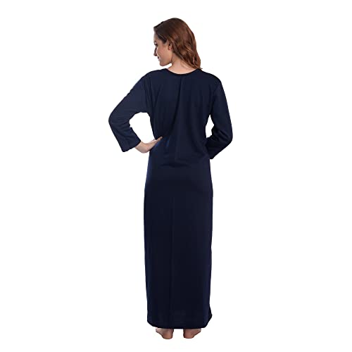CIERGE Women's Fleece Abstract Print Maxi Length Nighty (CIERGE FLEECE_Blue_Free Size) - Image 4