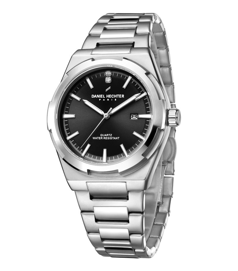 Daniel Hechter Paris Lourmel Collection Classic Watch for Men with Round Dial, Date Display Function, Quartz Movement and Stainless Steel Strap- DHM1022 - Image 1
