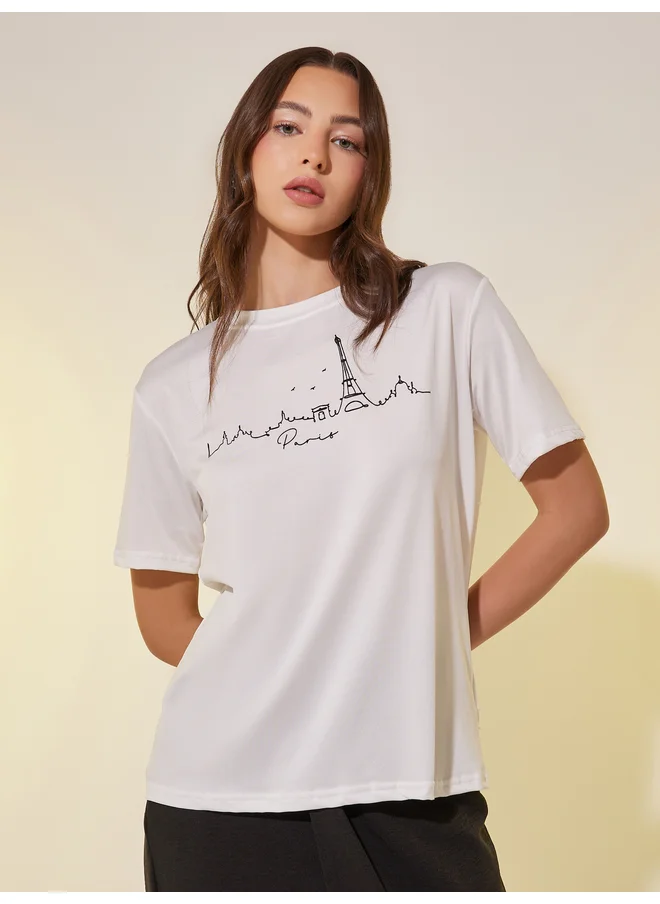 Take Two Take Two Graphic Print Round Neck Regular Fit T-Shirt