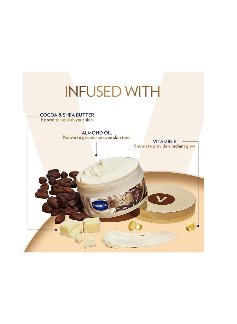 Vaseline - Vaseline Cocoa Glow Whipped Body Butter Cocoa Shea Butter for Glowing Soft Skin - Image 1