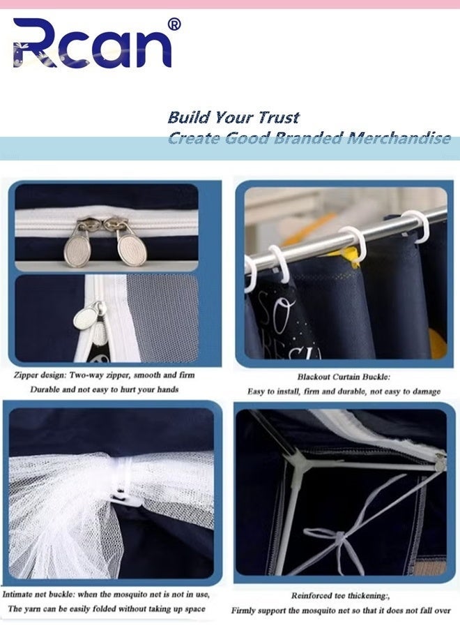Rcan Bed Canopy Tents Curtain Blackout Curtain Single Bed Tent Curtain Student Shading Cloth Bed Canopy Mosquito Net Student Sleep Privacy Protection - Image 5